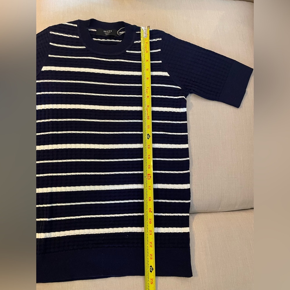 Women’s Blue and White Striped 3/4 Sleeve Sweater Blouse - Picture 7 of 9